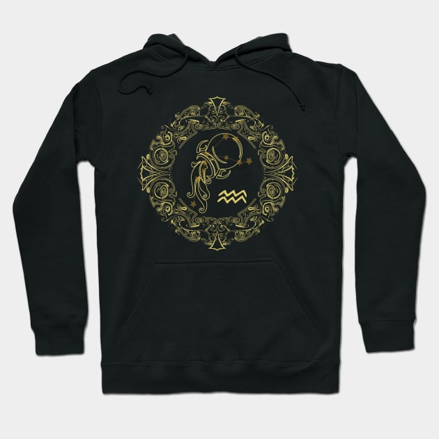 Zodiac Sign Aquarius Hoodie by Mandra